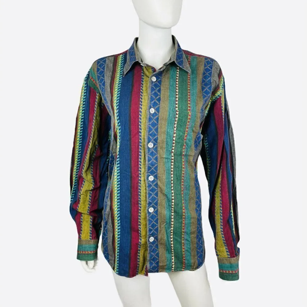 Pegasus Mens Colorful Dress Shirt Large Stitched
